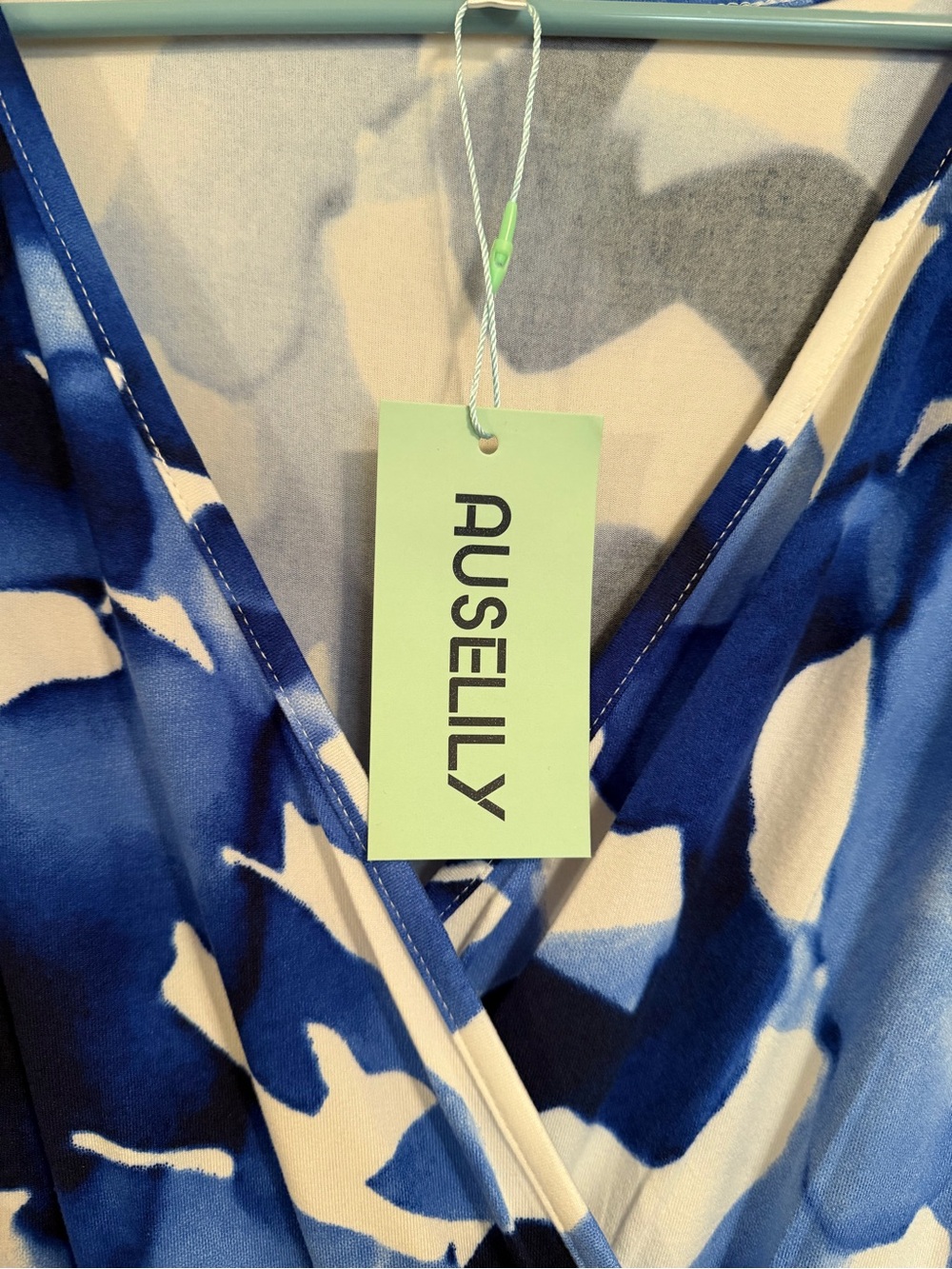 Blue & White Abstract Print Wrap-Style Maxi Dress - Picture 5 of 10